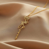 Birth flower name necklace