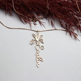 Birth flower name necklace