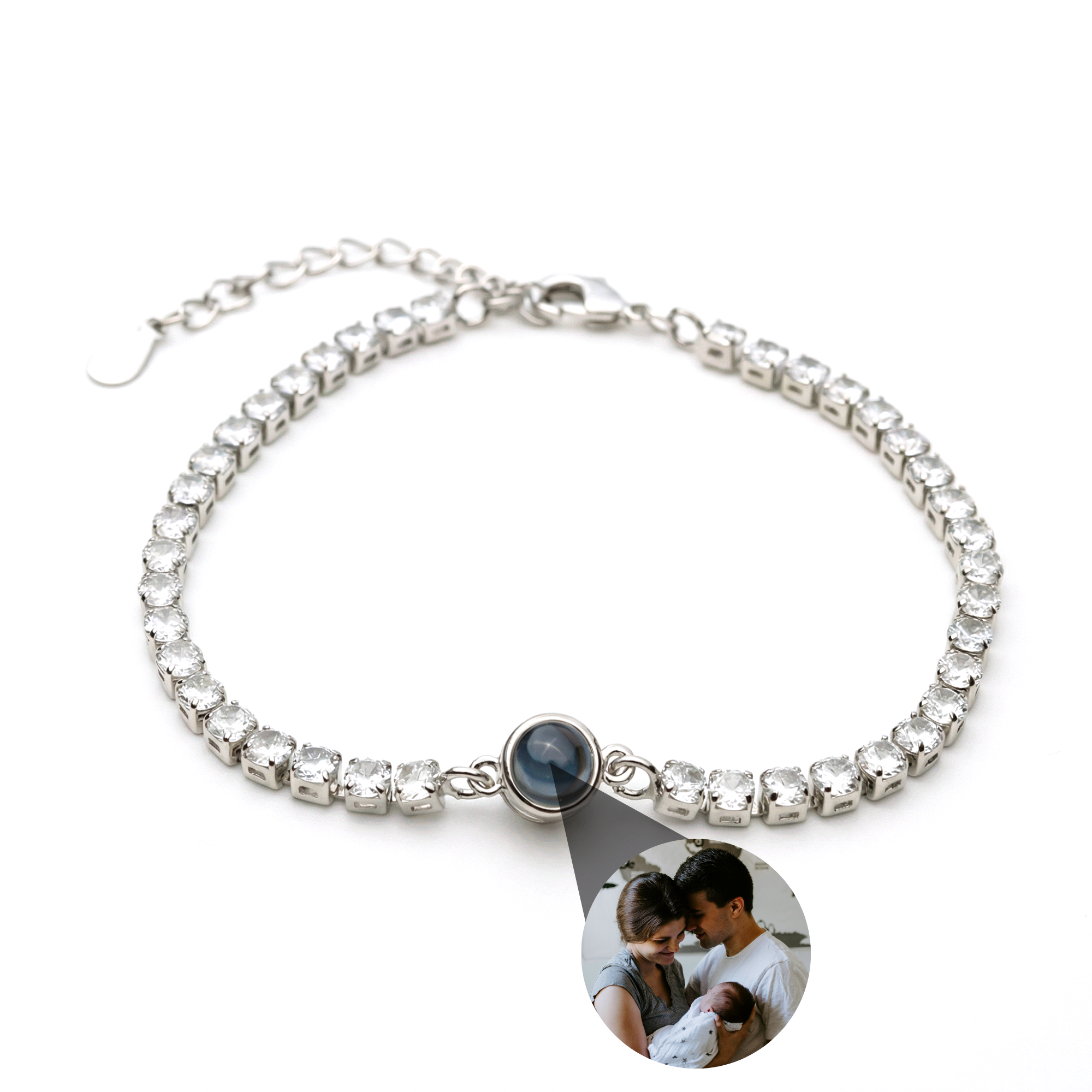Personalised Photo Bracelet with your Photo - Tennis Zirconia
