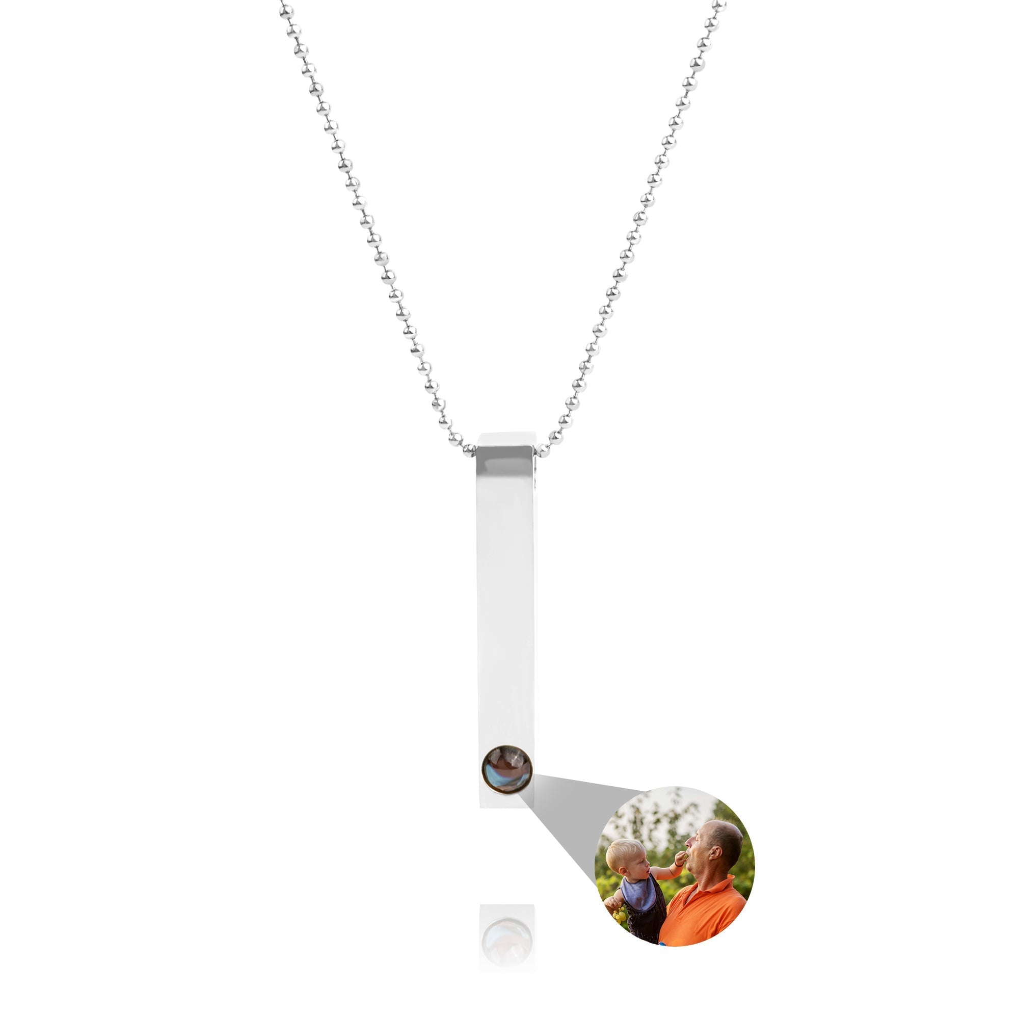 Personalised photo necklace - Bar Ball chain