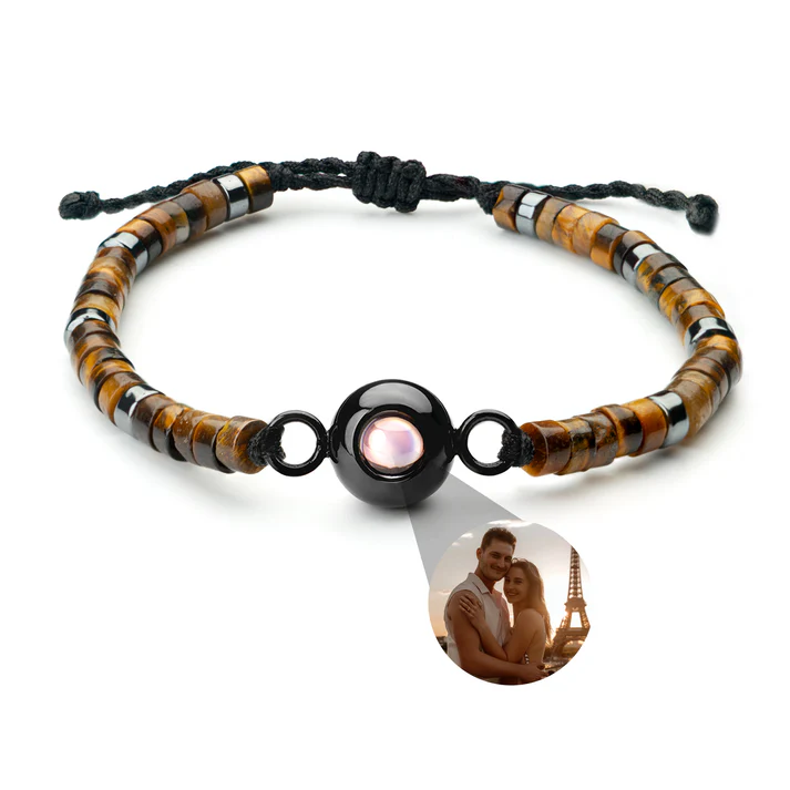 Personalised photo bracelet with your photo - Heishi Gemstone