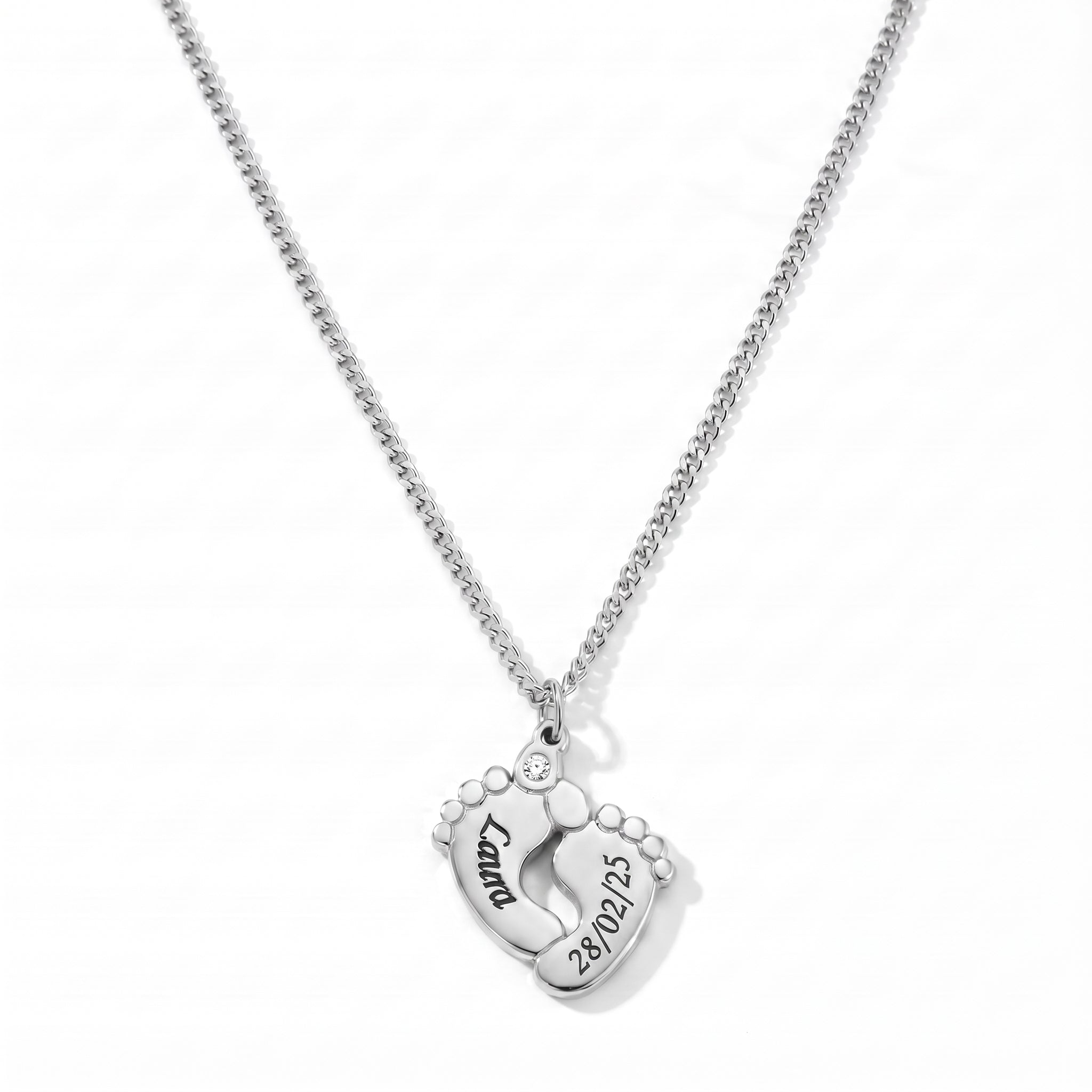 Baby Feet Necklace with Engraving